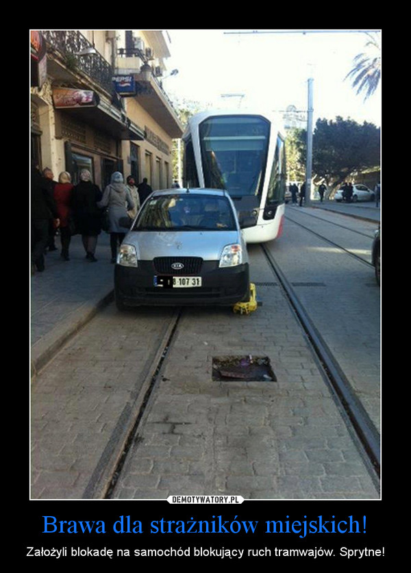 Brawa dla strażników miejskich! – Założyli blokadę na samochód blokujący ruch tramwajów. Sprytne! 