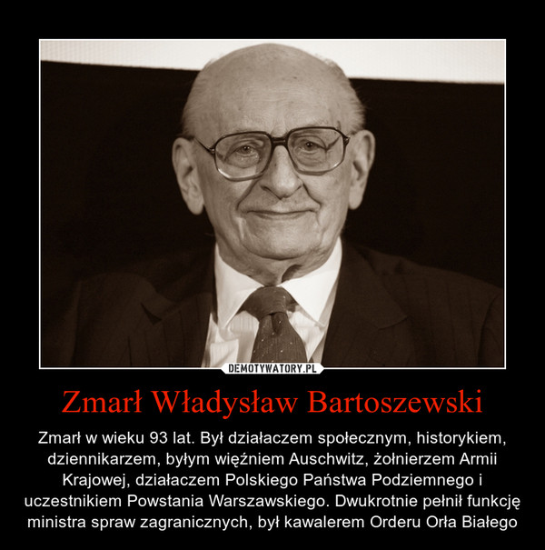 Zmarł Władysław Bartoszewski