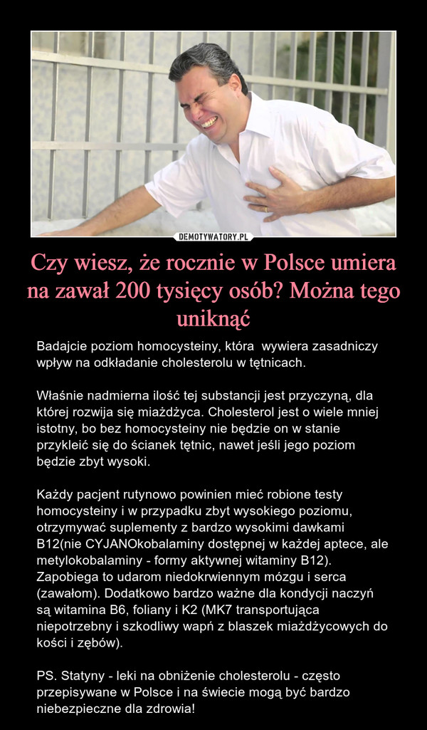 Czy wiesz, że rocznie w Polsce umiera na zawał 200 tysięcy osób? Można tego uniknąć