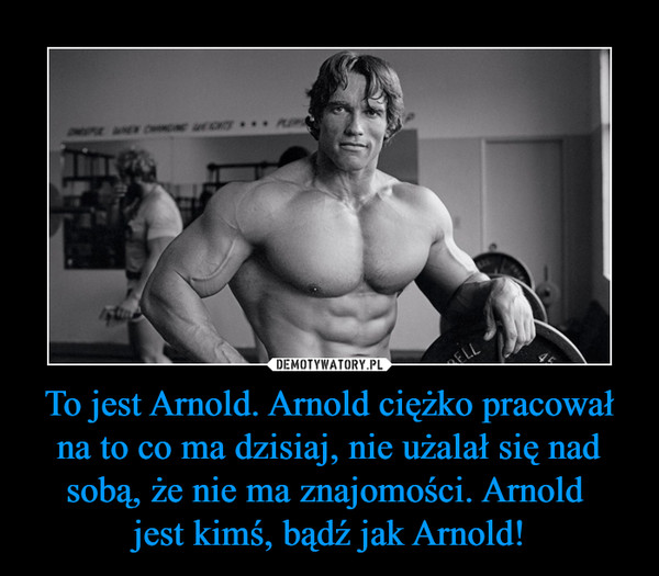 To jest Arnold. Arnold ciężko pracował na to co ma dzisiaj, nie użalał się nad sobą, że nie ma znajomości. Arnold 
jest kimś, bądź jak Arnold!