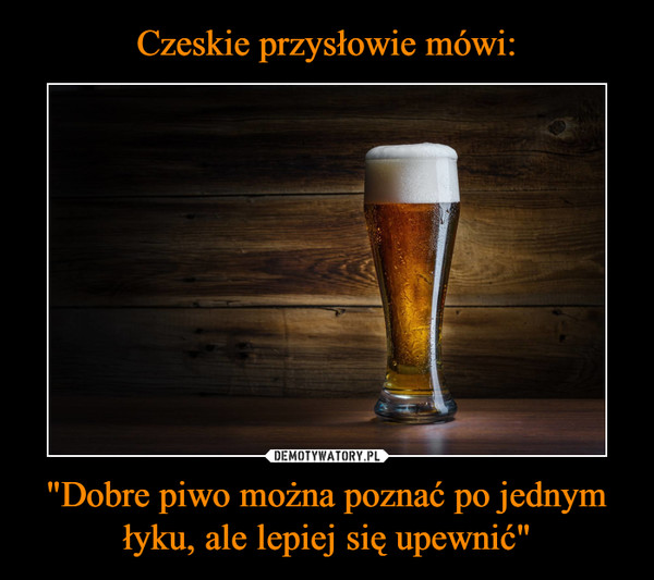 Czeskie przysłowie mówi: "Dobre piwo można poznać po jednym łyku, ale lepiej się upewnić"