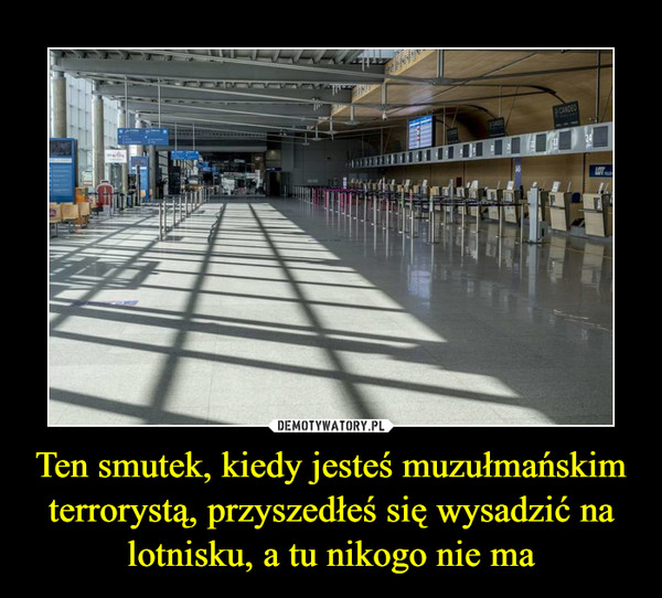 Ten smutek, kiedy jesteś muzułmańskim terrorystą, przyszedłeś się wysadzić na lotnisku, a tu nikogo nie ma –  