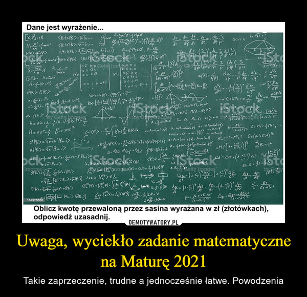 Uwaga, wyciekło zadanie matematyczne na Maturę 2021
