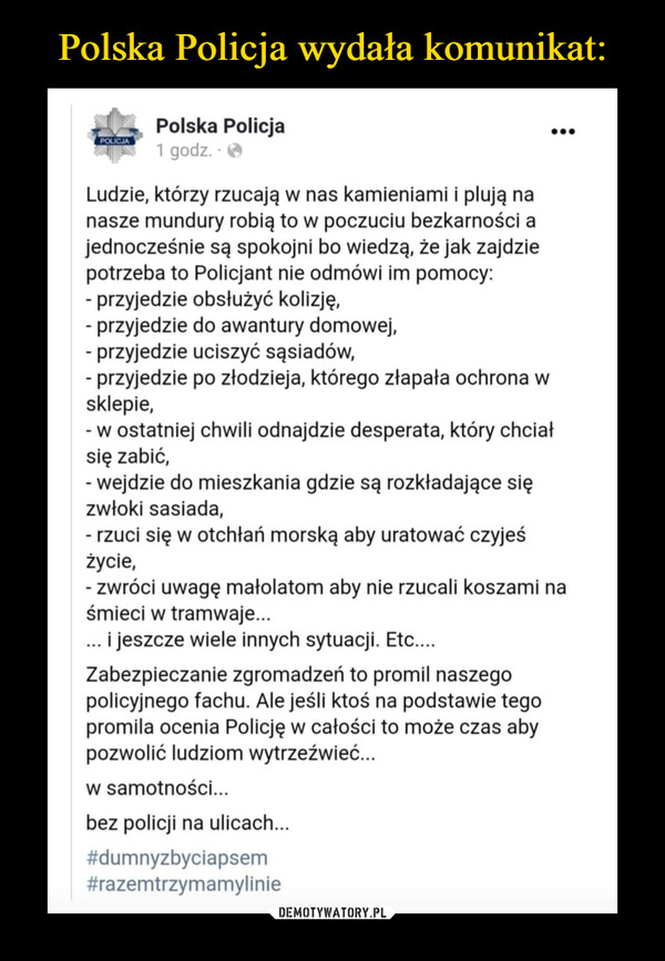 Polska Policja wydała komunikat: