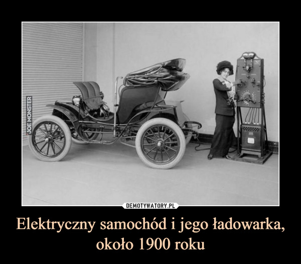 Elektryczny samochód i jego ładowarka, około 1900 roku