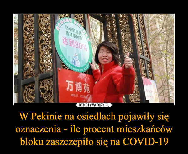 W Pekinie na osiedlach pojawiły się oznaczenia - ile procent mieszkańców bloku zaszczepiło się na COVID-19 –  