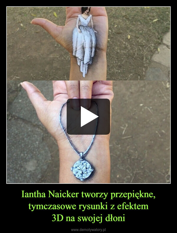 Iantha Naicker tworzy przepiękne, tymczasowe rysunki z efektem
3D na swojej dłoni