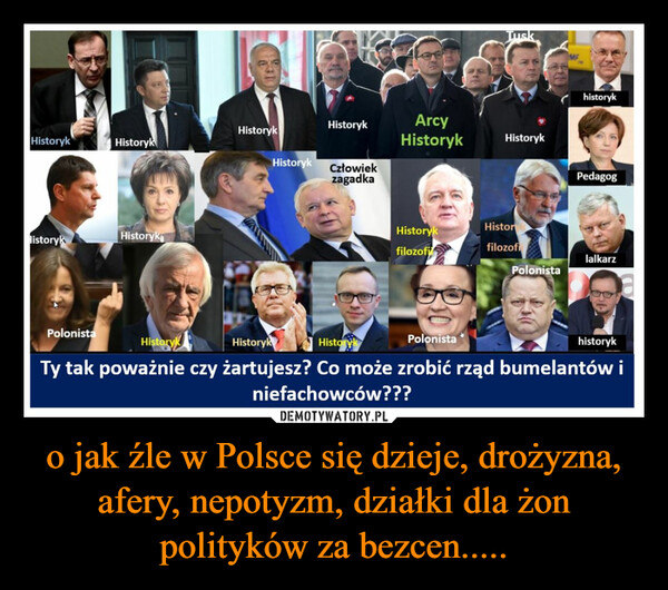 o jak źle w Polsce się dzieje, drożyzna, afery, nepotyzm, działki dla żon polityków za bezcen.....