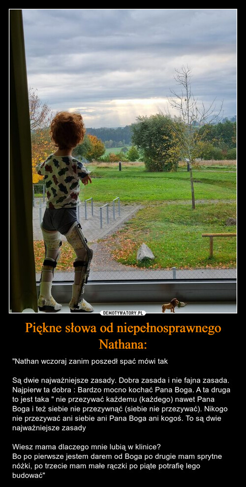 Piękne słowa od niepełnosprawnego Nathana: