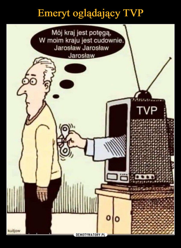 Emeryt oglądający TVP