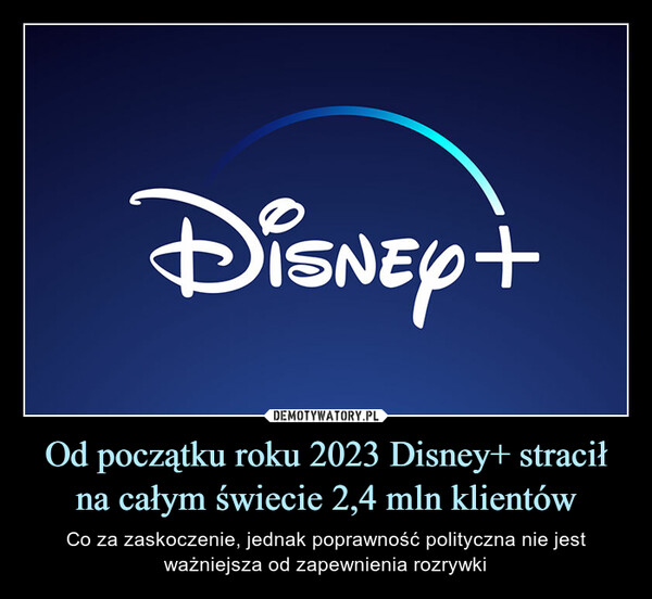 Od początku roku 2023 Disney+ stracił na całym świecie 2,4 mln klientów – Co za zaskoczenie, jednak poprawność polityczna nie jest ważniejsza od zapewnienia rozrywki 