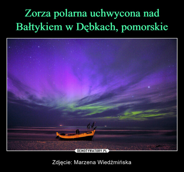 Zorza polarna uchwycona nad Bałtykiem w Dębkach, pomorskie
